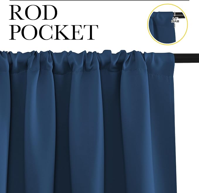 NICETOWN Blackout Curtains for Bedroom, Moroccan Blue, 1 Pair, 70 by 63-inch - Image 2