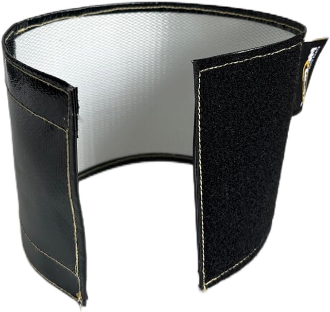 Xinhan (Silver,Black) Aluminum and Fiberglasss Heat Shielding Universal Starter Heat Shield 7 X 24in and 5.5 x 17in Wrap Self Attaching (Black, 5.5IN x 17IN)