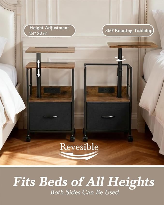 Faesun Swivel Lift Top Nightstand - Image 3
