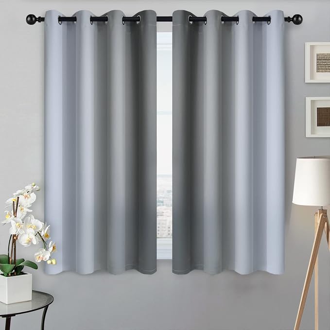 SimpleHome Ombre Grey to Grey White Curtains - Image 2