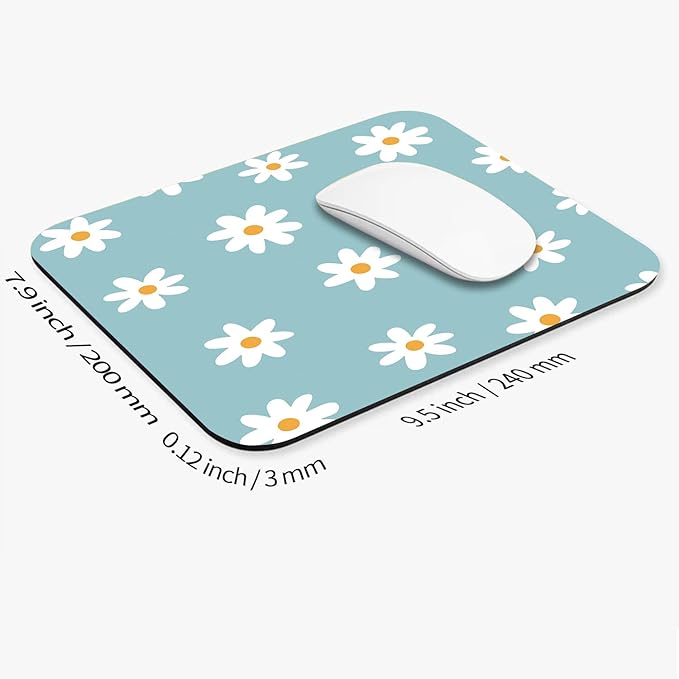 Armanza Square Mouse Pad Little Daisy,Personalized Premium-Textured Custom Mouse Mat Design,Washable Mousepad Cloth,Non-Slip Rubber Base Computer Mouse Pads for Wireless Mouse