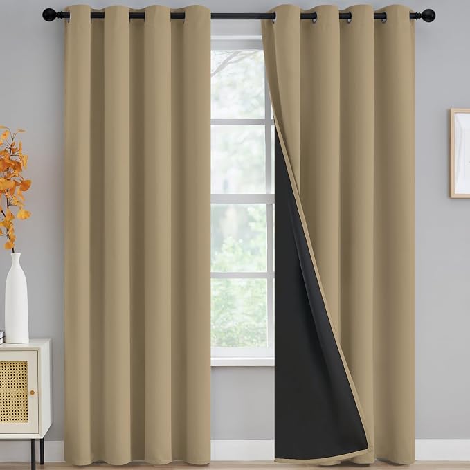 Yakamok Biscotti Beige Blackout Curtains 84 inches Long by Yakamok