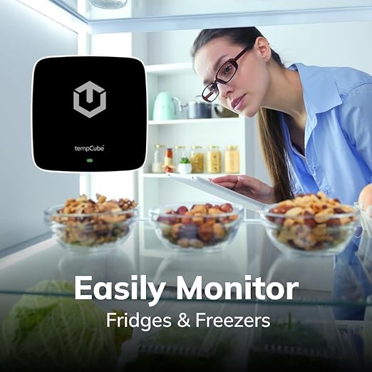 tempCube WiFi Temperature & Humidity Sensor | Connects 2.4 GHz – Real-Time 24/7 Monitoring | No Subscription | Data Logger | Unlimited Text/Email Alerts | Ideal for Freezer, Medical & Food Storage