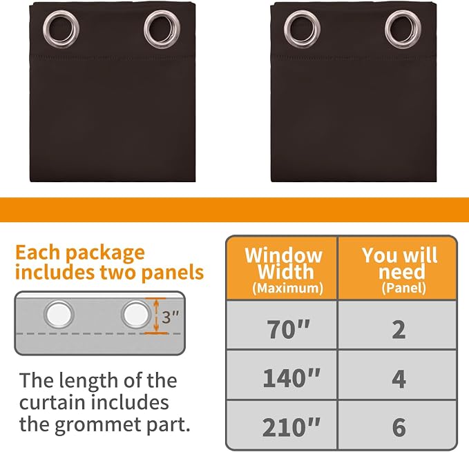 YoungsTex Dark Brown 100% Blackout Curtains 84 Inch Length, Room Darkening - Image 8