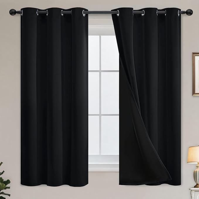 Yakamok Black Blackout Curtains 63 inches Long by Yakamok