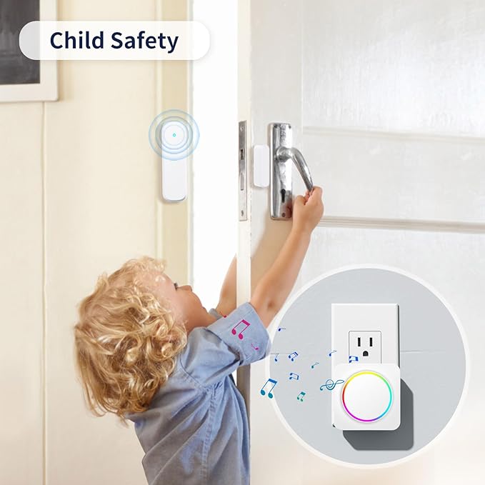 Door Chime, Door Sensor Chime When Door Opens, BITIWEND Door Entry Alarm for Business/Home/Office/Store, 600 FT Range, 32 Chimes 5 Adjustable Volume Door Ringer Alert 2Sensor + 1Receivers White