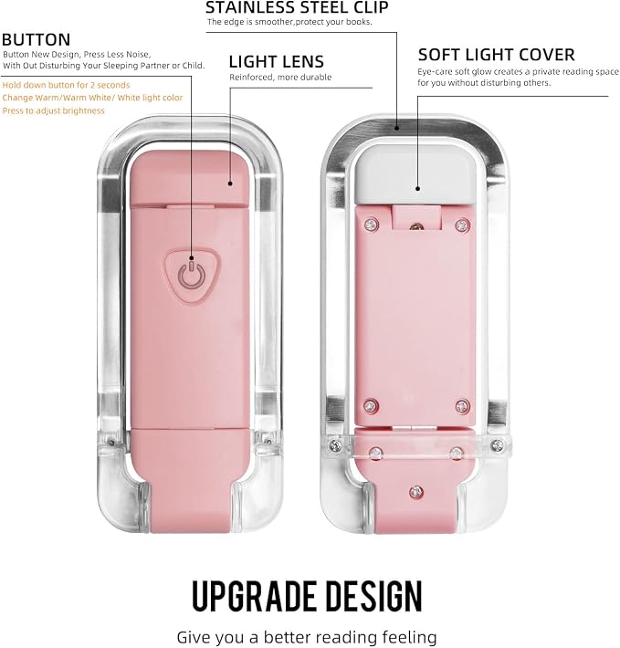 EGWASER Book Reading Light, Portable USB Rechargeable LED Clip on Book Lights - Image 9