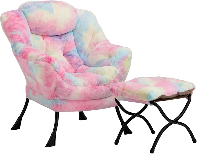 HollyHOME Lazy Chair with Foldable Ottoman, Accent Comfy Lounge Armchair and by HollyHOME