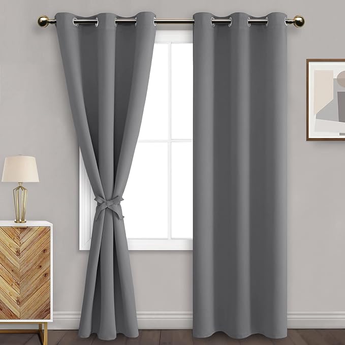 DWCN Grey Blackout Curtains – Thermal Insulated Light Blocking Privacy Grommet by DWCN