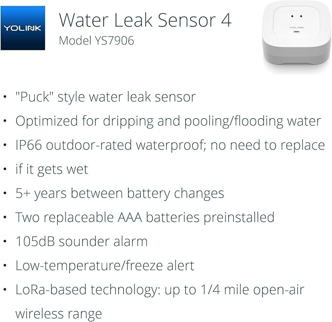YoLink Smart Home Starter Kit: SpeakerHub & Water Leak Sensor 4 with 105dB Audio Alarm 2-Pack, SMS/Text, Email & Push Notifications, Freeze Warning, LoRa Up to 1/4 Mile Open-Air Range, w/Alexa, IFTTT