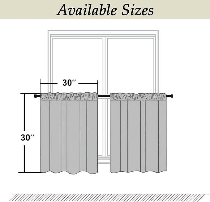 Simplebrand Ava Biscotti Beige Short 30 Inches Blackout Curtain 2 Panels Set - Image 2