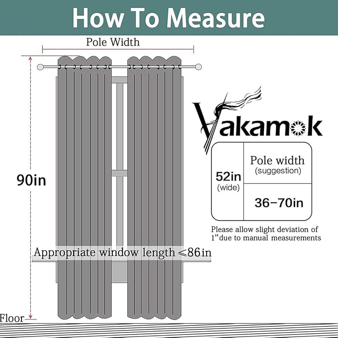 Yakamok Room Darkening Curtains 52x90 inch Length Dove Grey-Living Room | 2 - Image 7