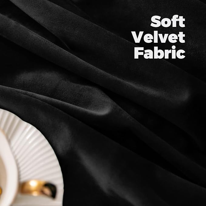 BGment Black Velvet Curtains for Living Room, 2 Panels Set, 52 x 108 Inch | - Image 5
