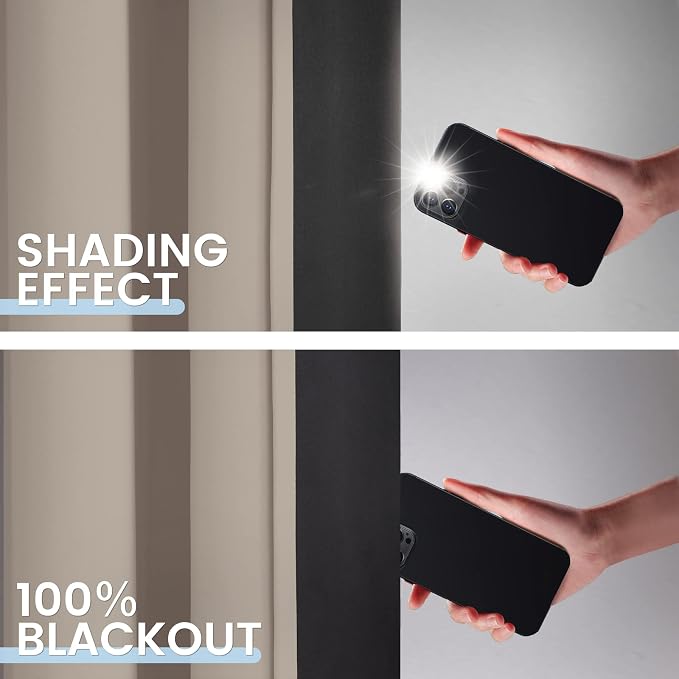 SimpleHome Natural 100% Blackout Curtains Room Darkening Living Room 72L | - Image 4