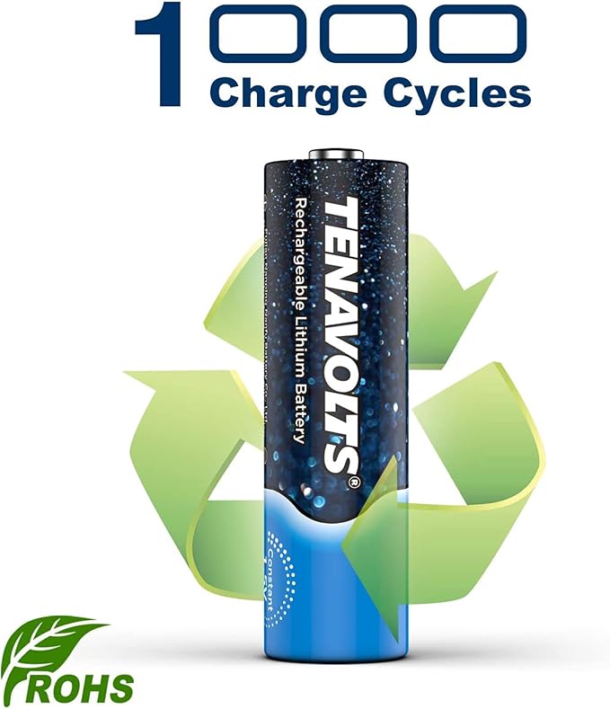 TENAVOLTS 1.5V Lithium Rechargeable AA Batteries, AA Battery for Xbox Controller, AA Rechargeable Batteries for Blink Camera with USB Cable Type C Port, 1.8 Hour Fast Charging, 4 Count with Charger