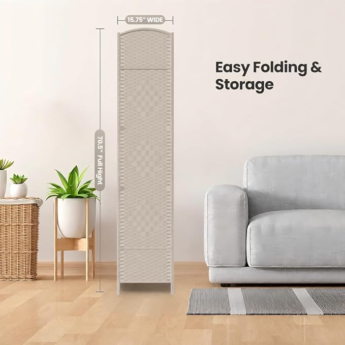 8 Panel Folding Room Divider, Woven Privacy Screen, handcrafted diamond pattern - Image 7