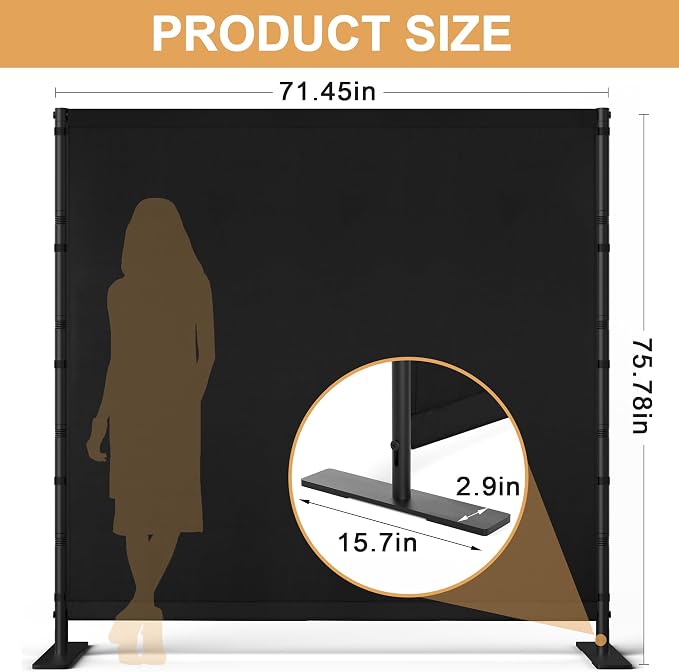 Room Divider Single Panel, 6FT Large Privacy Screen - Image 2