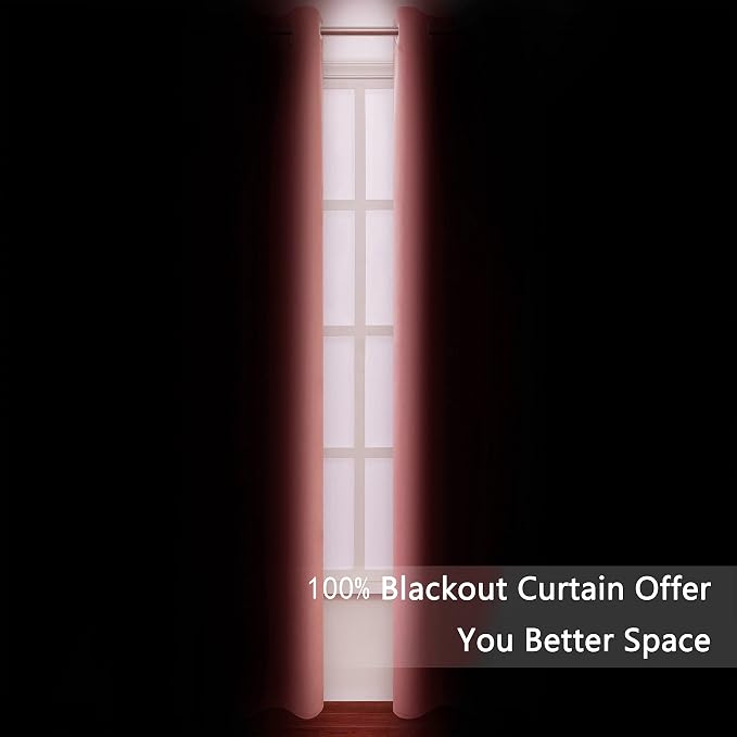 100% Blackout Curtains 52 x 72 Inch/Coral Curtains 2 Panels - Image 4