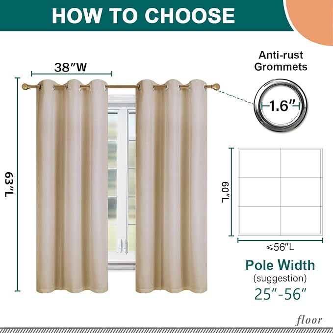 Diraysid 100% Blackout Curtains Beige Linen Curtains - Image 7