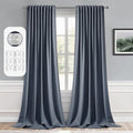MIULEE Stone Blue Back Tab Blackout Curtains 52x96 Inch Long 2 Panels Set | Rod by MIULEE