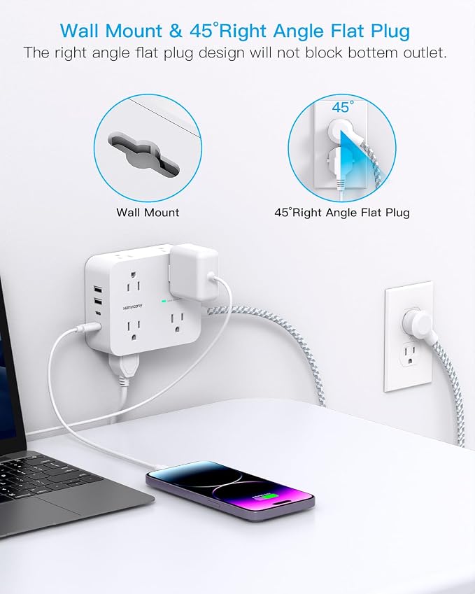 HANYCONY Extension Cord 25 Ft, Power Strip Surge Protector, Long Cord | 8 - Image 7