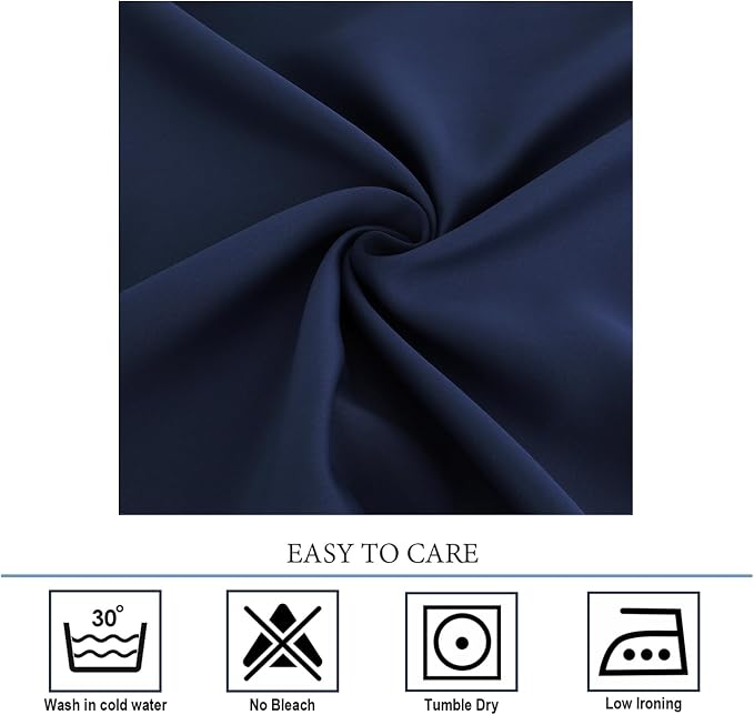 Diraysid Navy Blue Grommet Blackout Curtains - Image 6