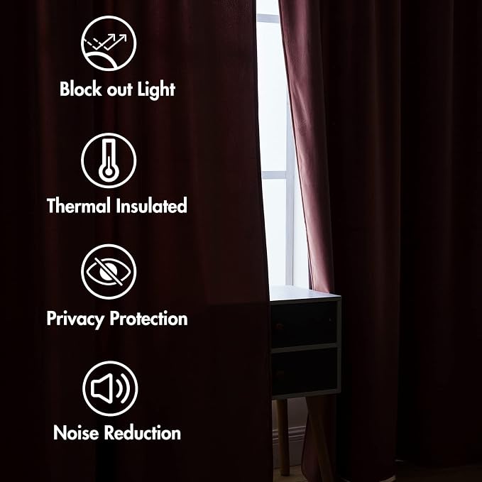 MIULEE Dusty Rose Pink Velvet Pinch Pleat Blackout Curtains 52" W x 90" L | 2 - Image 5