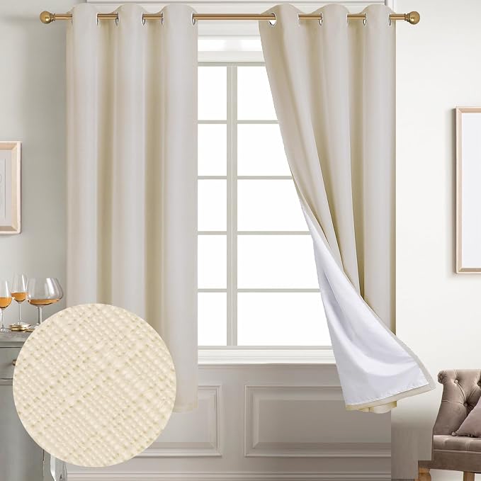 Diraysid 100% Blackout Curtains Light Beige Linen Curtains by Diraysid%2C+refresh+your+life