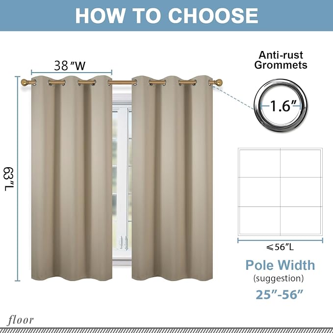 Diraysid Beige Grommet Blackout Curtains - Image 6