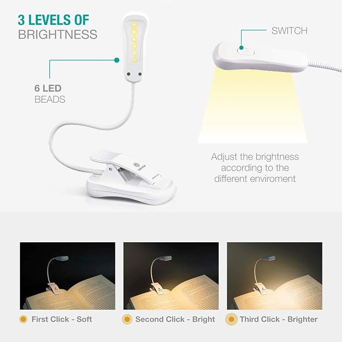 Vekkia 3000K Warm LED Rechargeable Book Light | Easy - Image 3