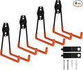 CRXCRC Garage Hooks, 4 Pack Large Square Wall Hooks for Hanging Heavy Duty Ladders, Bikes, Tools Ideal for Garage, Garden, Basement Utility Room Storage (Orange)