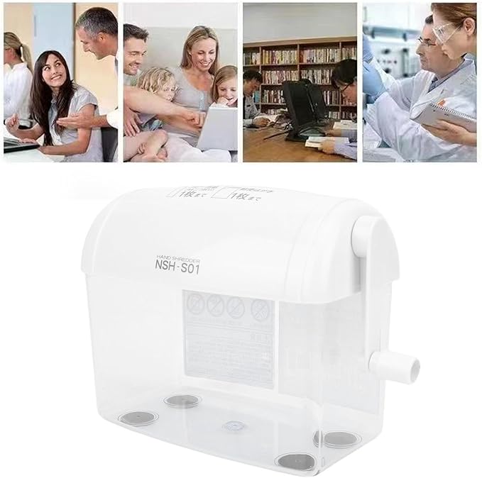 FILFEEL Hand Crank Paper Shredder, Portable Manual Document Shredder with Quiet Operation for Home and Office Use