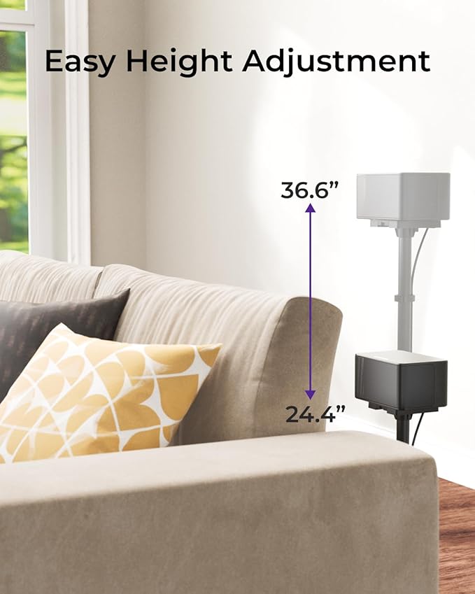 ULTIMEA 2-Pack Universal Height-Adjustable Speaker Stands, Black Floor Speaker Stand with 3KG Capacity, Extendable from 62cm to 93cm for Satellite Speakers, Steady 310