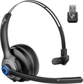 JIAMQISHI Bluetooth Wireless Headset with Mic for Work, Clear Call, Bluetooth 5.2, Mic Mute Function, USB Dongle, Applicable to PC, Laptop, Phone, Android, Zoom, Office