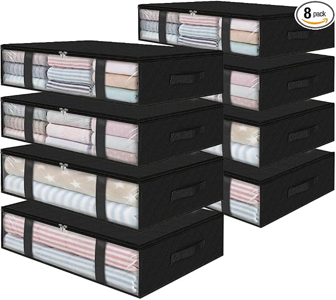 StorageRight Under Bed Storage Bags, 8 Pack, Comforters, Blankets and Seasonal by StorageRight