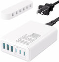USB C Fast Charger, 105W GaN 6-Port Desktop USB Charging Station Hub, USB C Charger Block Wall Charger for iPhone 17/16/15/14/13/12/11, iPad, Samsung and More (Cable Organizer Included)