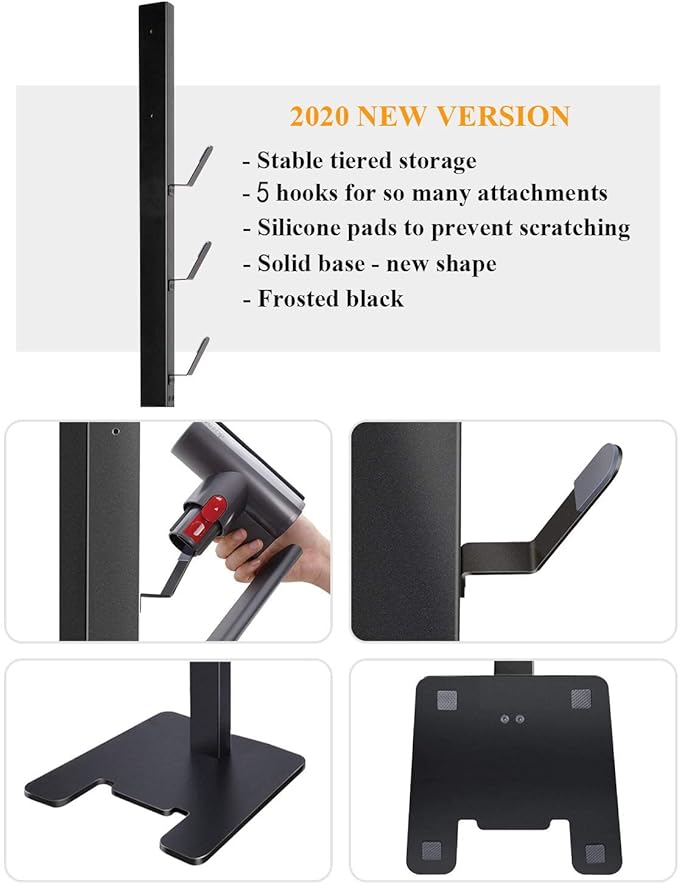 XIGOO Storage-Stand-Docking-Station-Holder Compatible with V15 Detect V11 V10 V8 V7 V6 Cordless Vacuum Cleaners & Accessories, Stable Metal Bracket Organizer Rack, Brushed Black