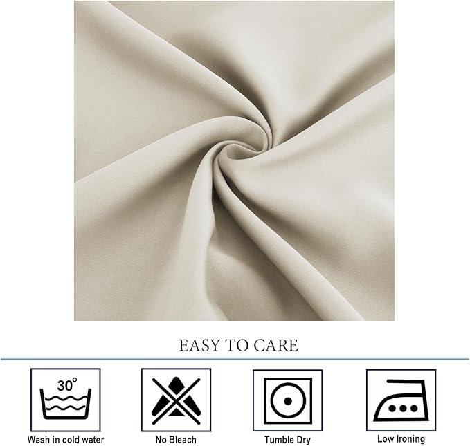 Diraysid Light Beige Grommet Blackout Curtains - Image 9
