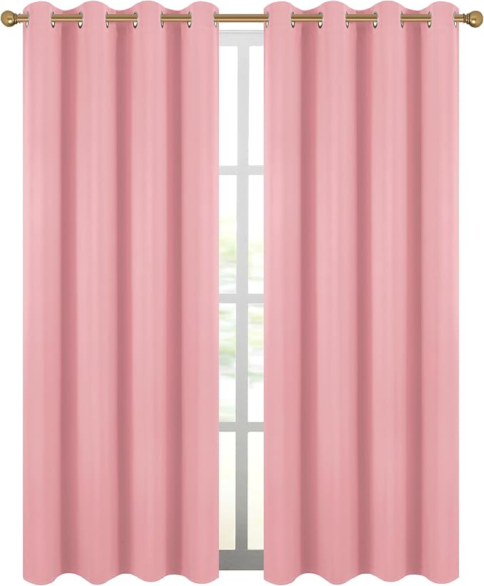 Diraysid Pink Grommet Blackout Curtains - Image 2