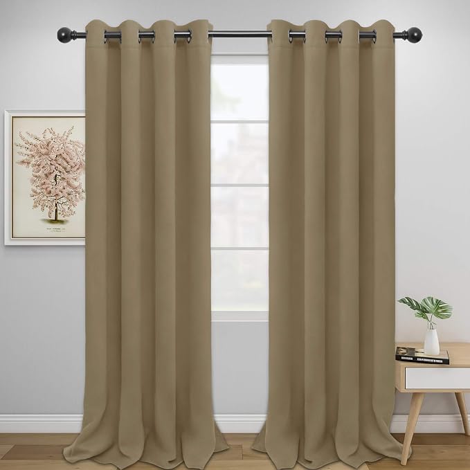 Easy-Going Thermal Grommet Blackout Curtains, 2 Panels 52x96 in, Tan | Machine by Easy-Going