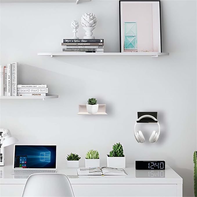 2pcs Adhesive Tablet Wall Mounted Phone Shelf Acrylic Stick On Shelves - Image 8