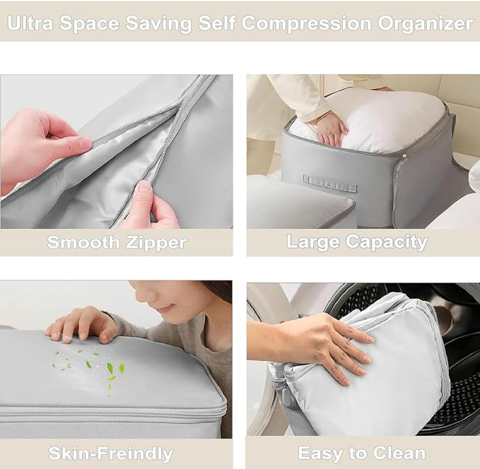 Comforter Storage Bag, Bedding & Blanket Self Compression Storage Organizer | - Image 6