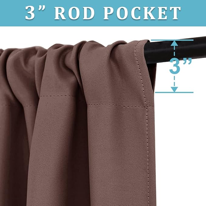 RYB HOME Half Curtain Tiers 36 inch Length, Rod Pocket | Short Blackout Curtains - Image 2