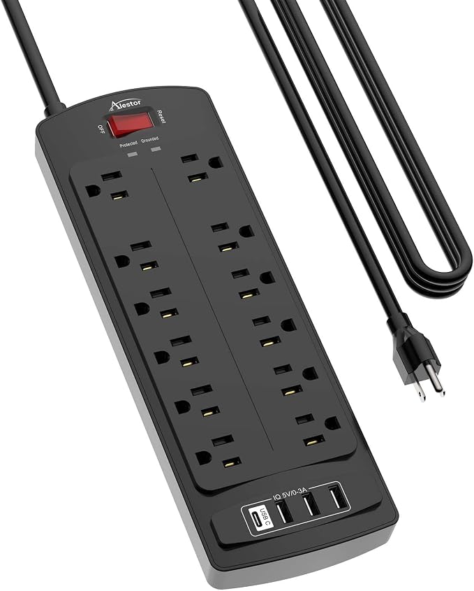 ALESTOR 15 Ft Surge Protector Power Strip by Alestor