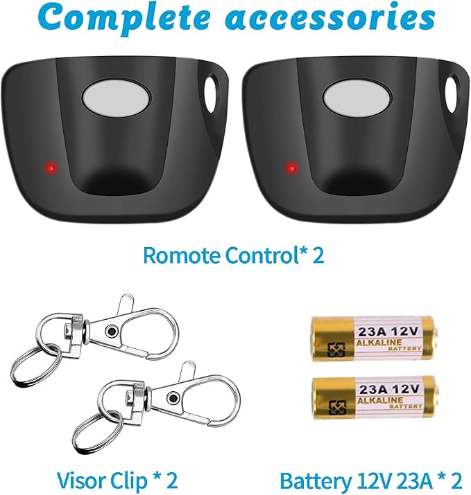 2-Pack 300MHz 10 dip Switch for Multicode Garage Gate Door Opener Remote Control, Replacement for 3089,3070,3060,308911,MCS308911,MCS306010,MCS3070 Gate Clicker with Keychain.