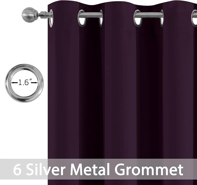 Yakamok Blackout Curtains 38x84 inch Dark Purple Thermal Drapes-Bedroom | 2 - Image 2