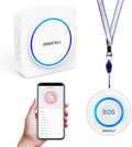 SINGCALL Tuya WiFi SOS Wireless Calling Caregiver Pager System Calling Alert System for Patients Seniors Elderly Disabled 1 Plugin Receiver 1 Smart Emergency Call Button (only Supports 2.4GHz Wi-Fi)
