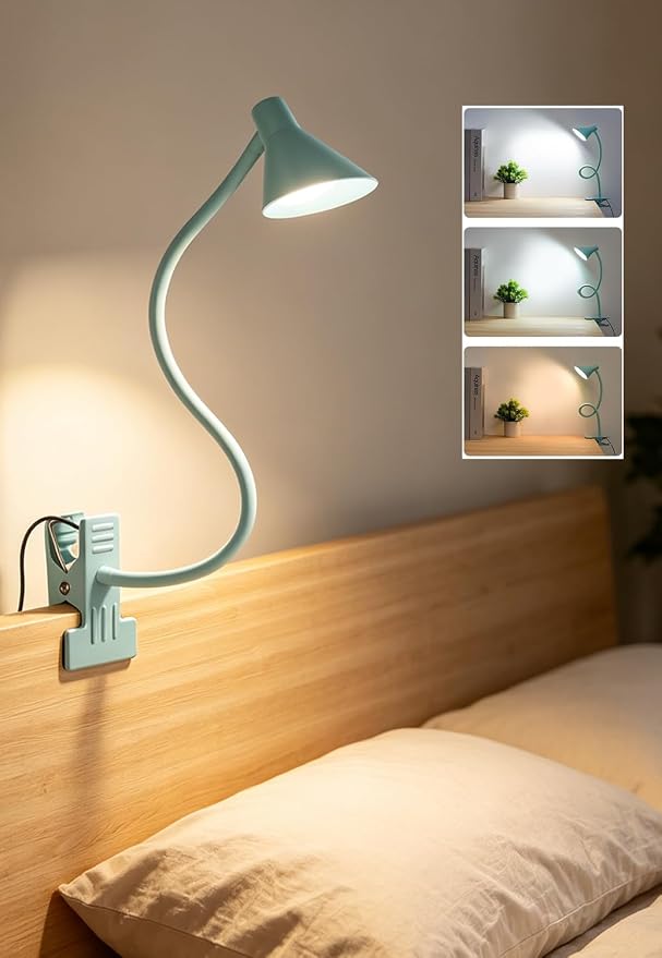Clip on Light USB Reading Light, Eye Care Dimmable Reading Lamp Teal | 3 Color by Uchoiceme