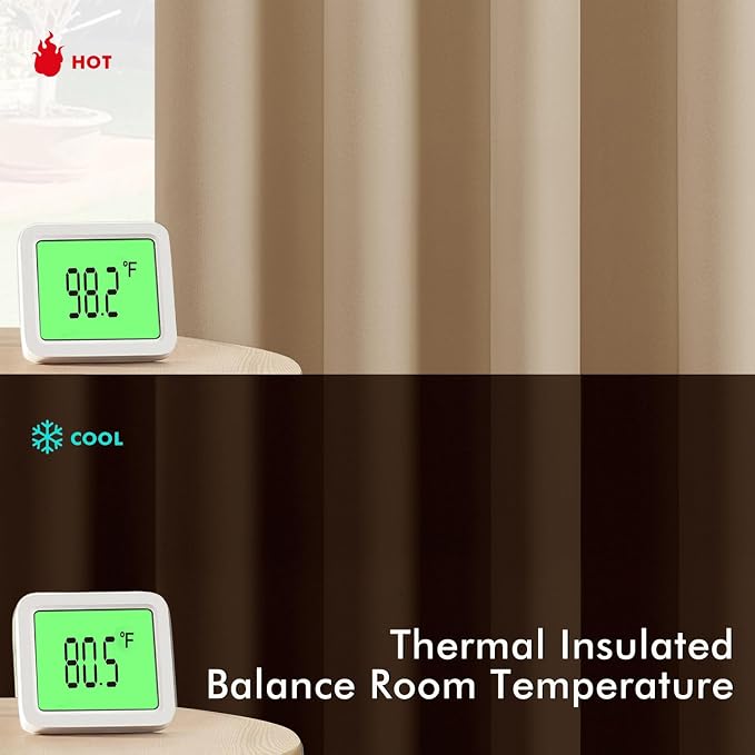 MIULEE Blackout Curtains for Bedroom 2 Panel 40x63 Inch Long Biscotti Beige | - Image 3
