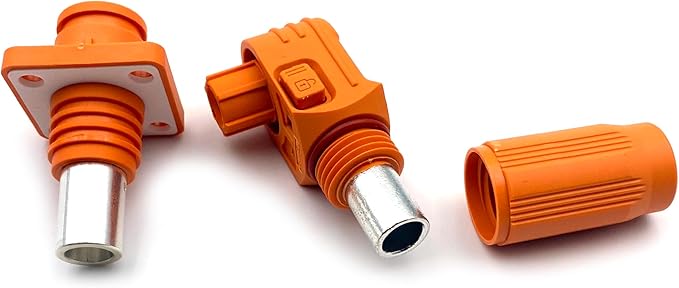1 Set Battery Energy Storage Connector, 150A High Current Connectors Quick Plug Terminal Orange Right Angle Plug and Socket IP67 Waterproof Power Adapter Crimping 35mm² Wiring (1500V)